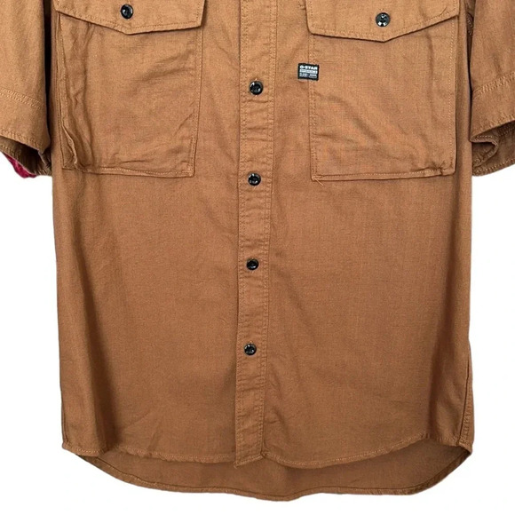G-STAR RAW Type C Straight Long Button Down Shirt in Cubano Brown, Size L - Picture 3 of 15